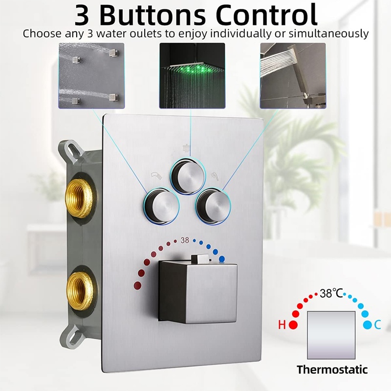 Bathroom Wall Mounted Push But - Thermostatic Shower Faucet Valve 3 Way recension och pris