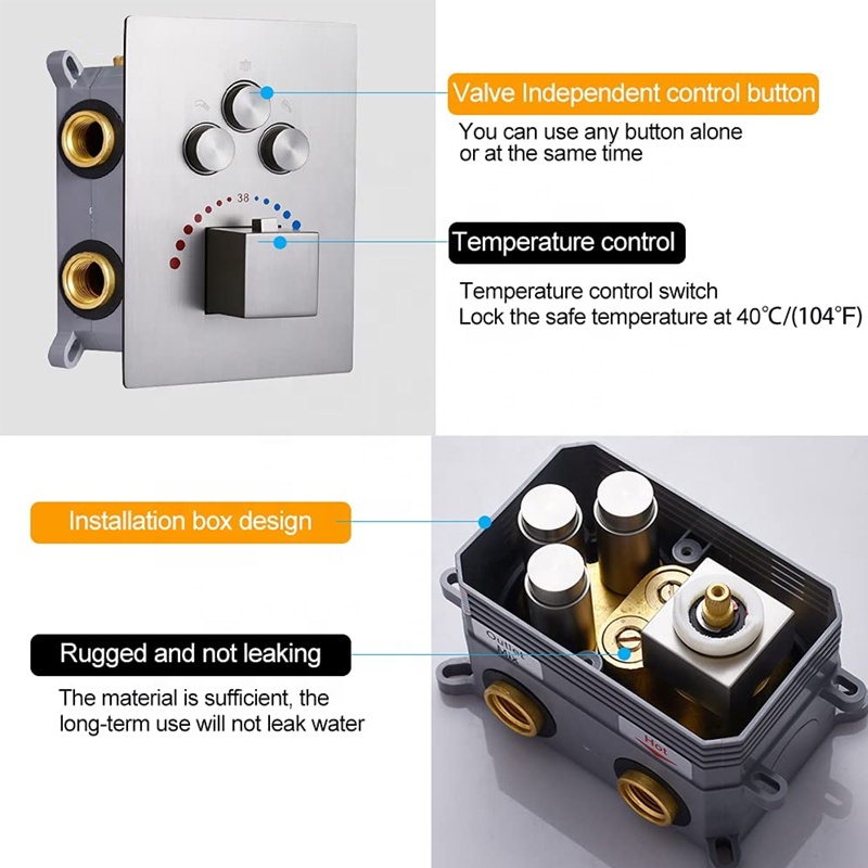 Bathroom Wall Mounted Push But - Thermostatic Shower Faucet Valve 3 Way recension och pris
