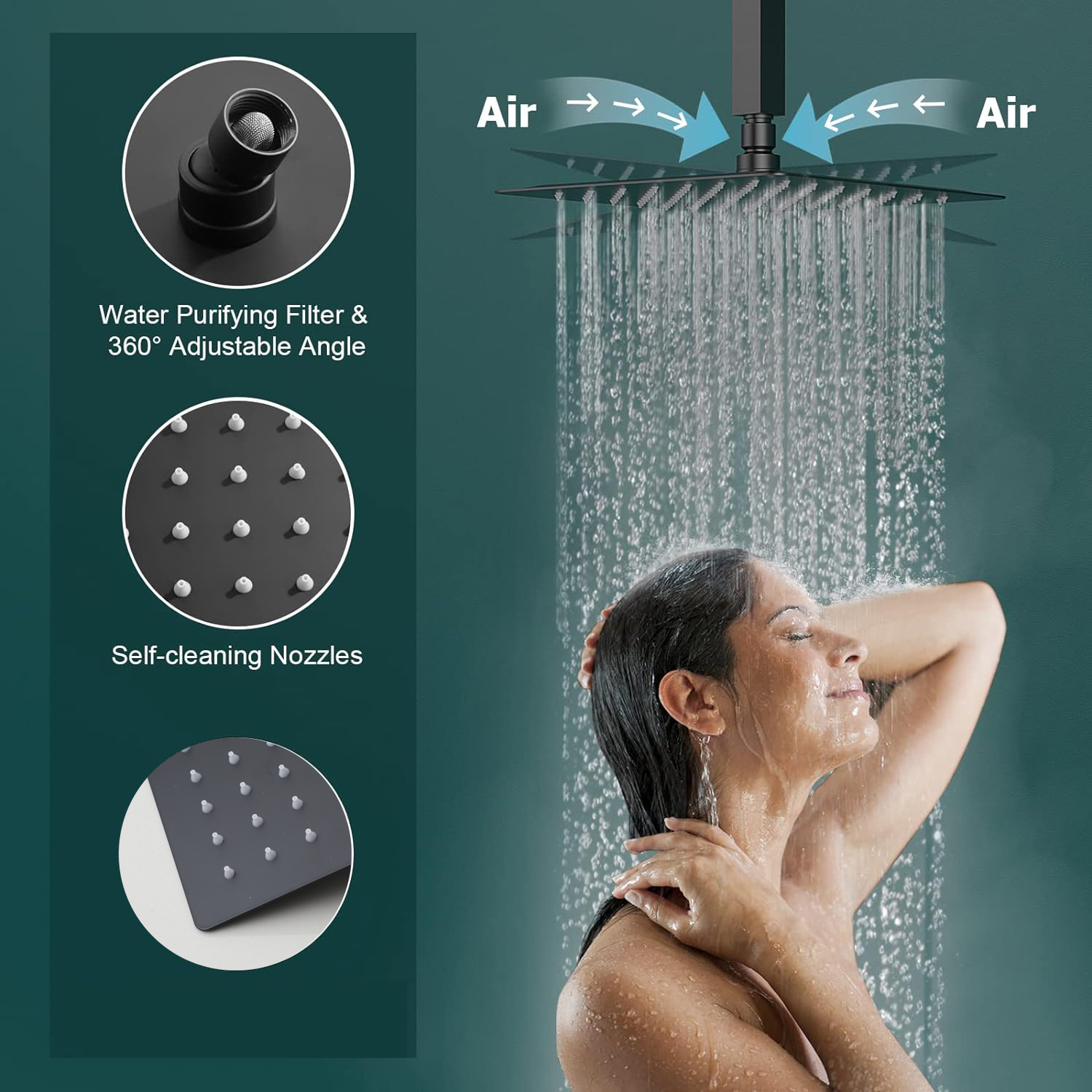 ZAPPO Matte Black Concealed Sh - Concealed Thermostatic Shower System Set recension och pris