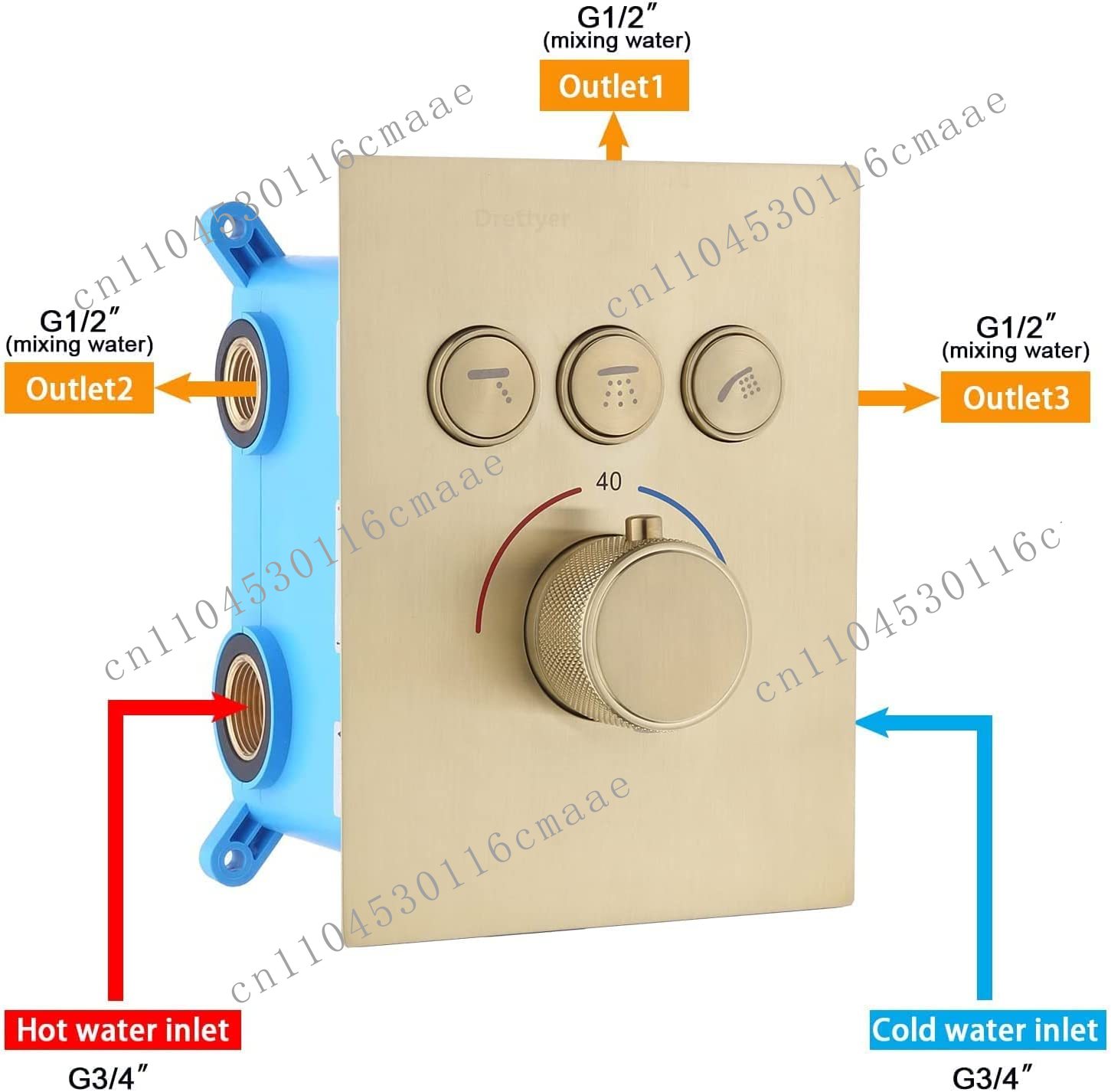 Button 3-way shower diverter v - Thermostatic Shower Faucet Valve 3 Way recension och pris