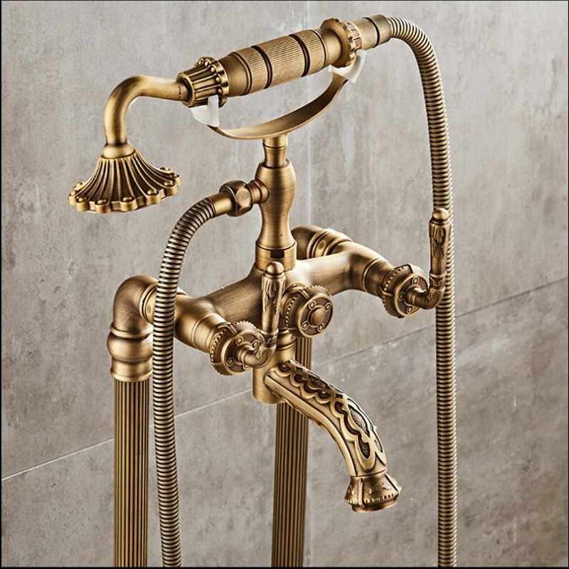 Tuqiu Floor standing Carved Ba - Freestanding Bathtub Filler Faucet Floor recension och pris