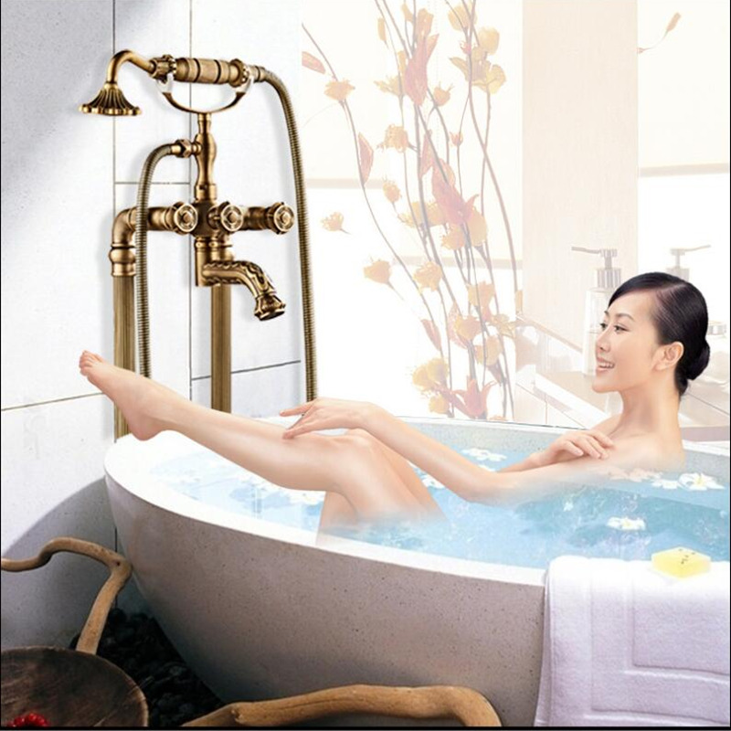 Tuqiu Floor standing Carved Ba - Freestanding Bathtub Filler Faucet Floor recension och pris
