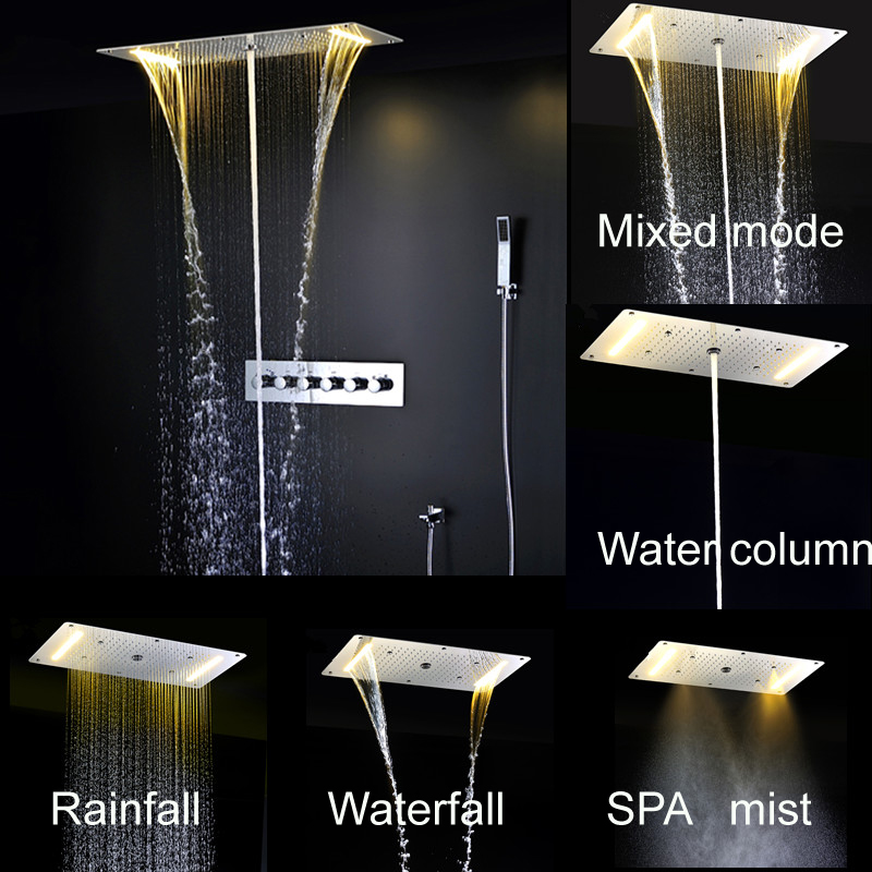 Luxury LED Multi-function Show - Led Rainfall Shower Head Waterfall recension och pris