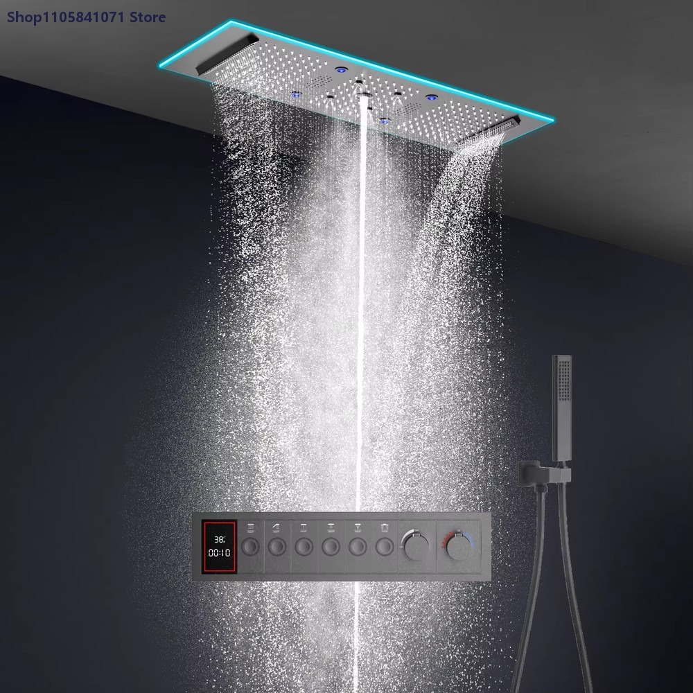 900x300mm Thermostatic Shower  - Led Rainfall Shower Head Waterfall recension och pris