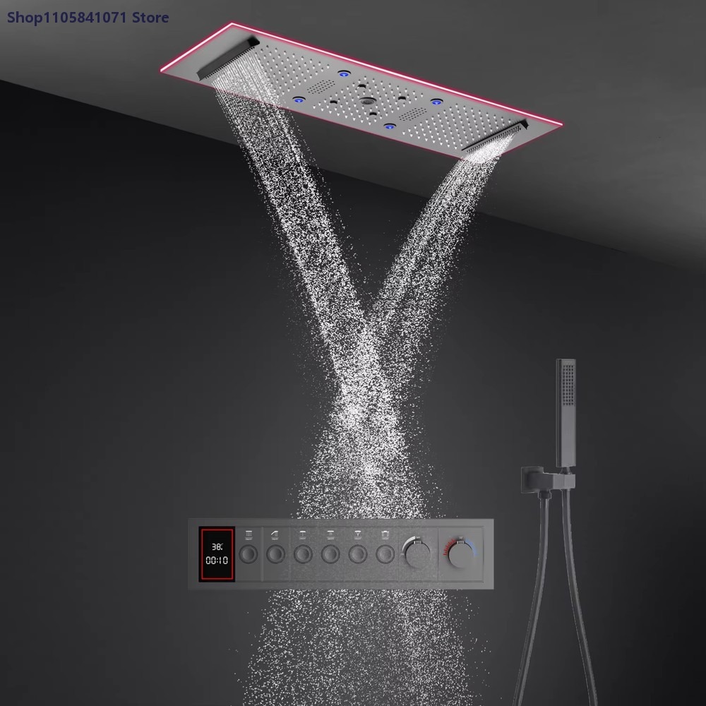 900x300mm Thermostatic Shower  - Led Rainfall Shower Head Waterfall recension och pris