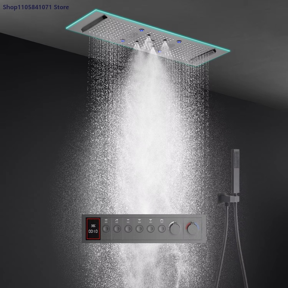 900x300mm Thermostatic Shower  - Led Rainfall Shower Head Waterfall recension och pris
