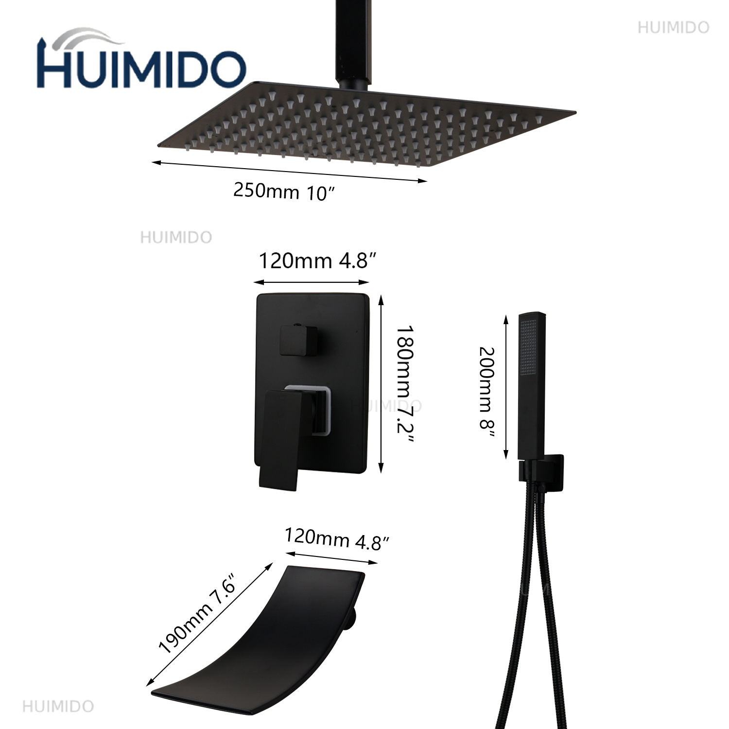 Matte Black Bathroom Shower Fa - Led Rainfall Shower Head Waterfall recension och pris