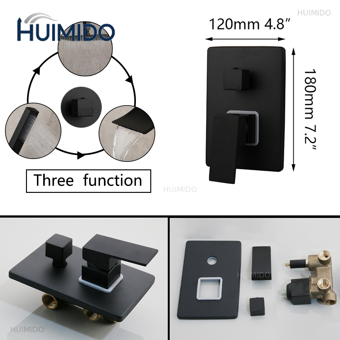 Matte Black Bathroom Shower Fa - Led Rainfall Shower Head Waterfall recension och pris