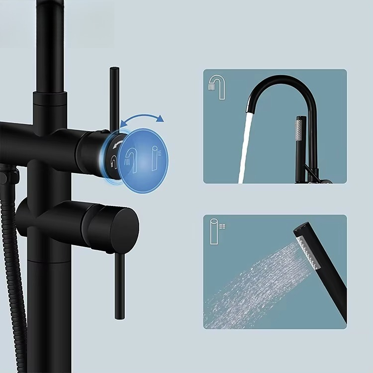 Black Brassl Mounted Free Stan - Freestanding Bathtub Filler Faucet Floor recension och pris