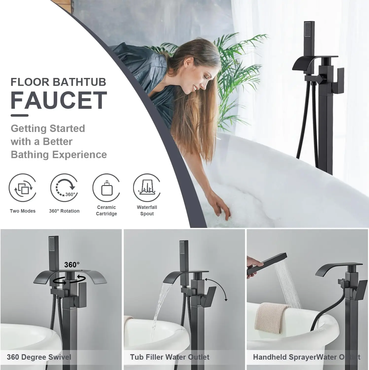 Floor Standing Faucet Bathtub  - Freestanding Bathtub Filler Faucet Floor recension och pris