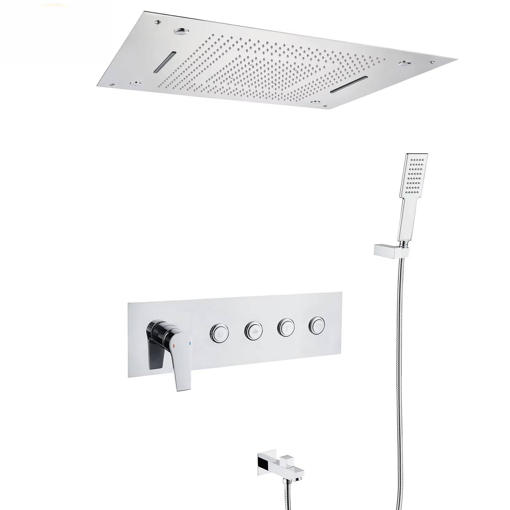 Hot Sale Bathroom Hot Cold Sus - Led Rainfall Shower Head Waterfall recension och pris