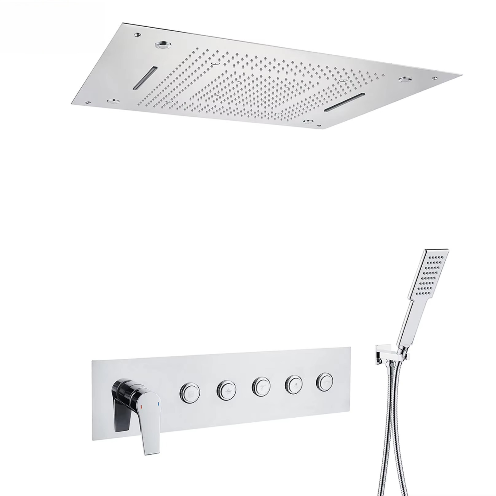 Hot Sale Bathroom Hot Cold Sus - Led Rainfall Shower Head Waterfall recension och pris