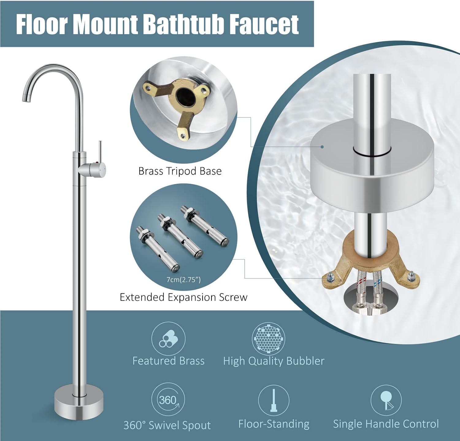 ZAPPO Freestanding Bathtub Fau - Freestanding Bathtub Filler Faucet Floor recension och pris
