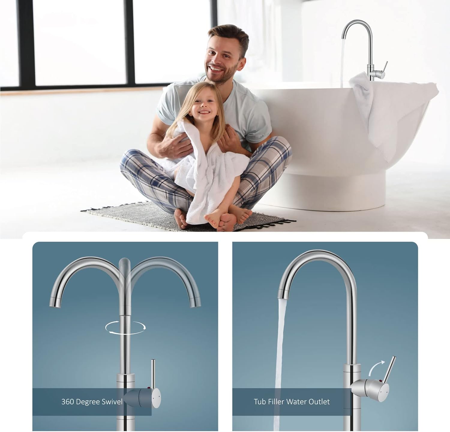 ZAPPO Freestanding Bathtub Fau - Freestanding Bathtub Filler Faucet Floor recension och pris